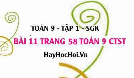 Bài 11 trang 58 Toán 9 tập 1 Chân trời sáng tạo
